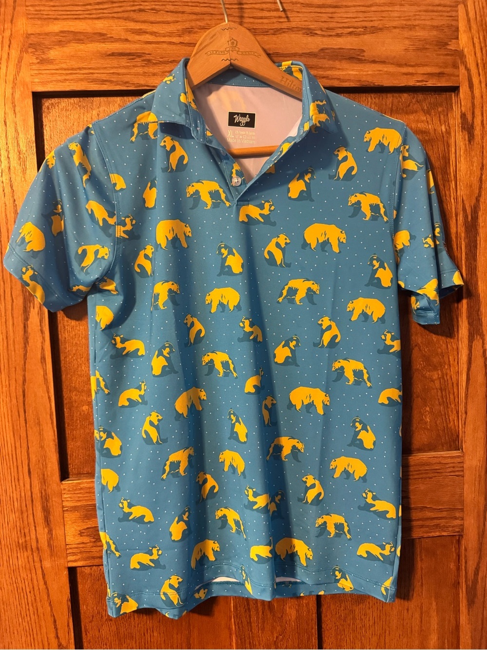 EUC Kids' Waggle Shirt with Yellow Bear Print